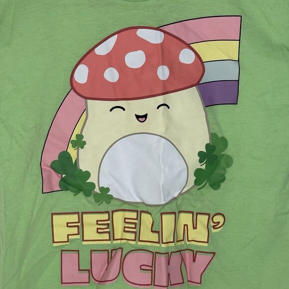 Squishmallows Girls St Patricks Day Rainbow Boxy Short Sleeve Graphic Shirt NEW! - Picture 3 of 8